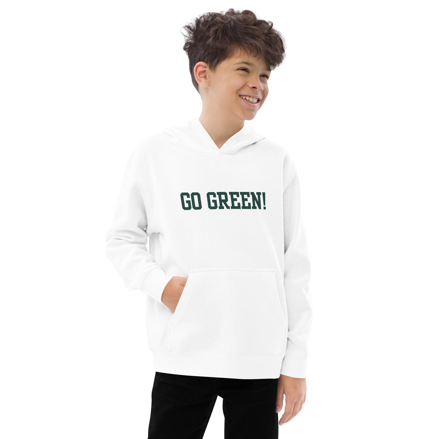 Go Green Go White Kids fleece hoodie